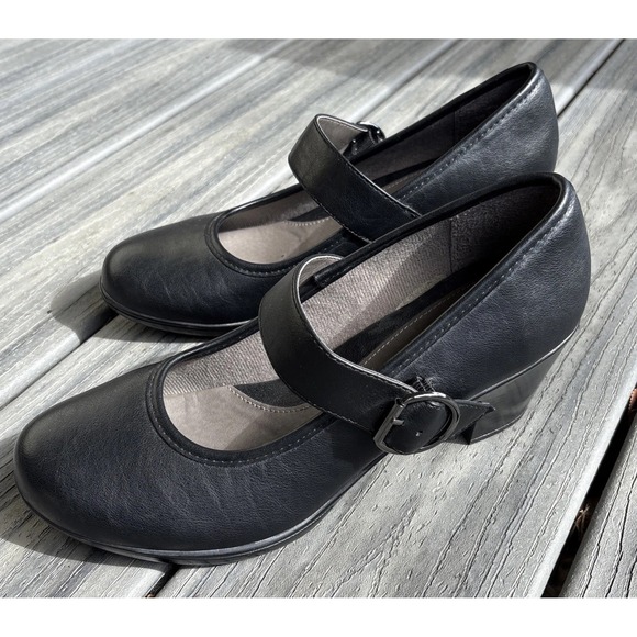 Eurosoft 10W Mary Jane Block Heel Shoes Women Paulette Black By Sofft - Picture 4 of 11